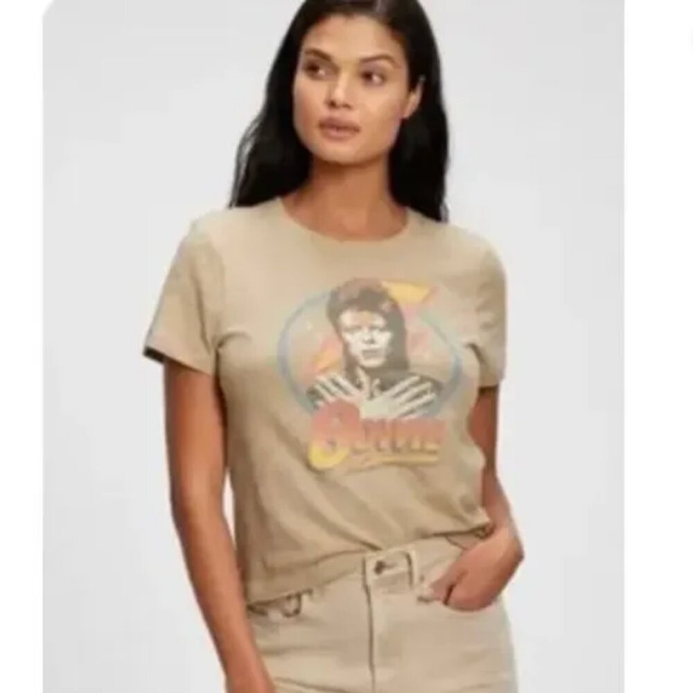 GAP Cropped David Bowie T Shirt Size XXL